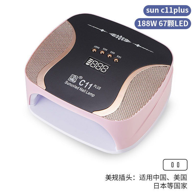 Lámpara de manicura inteligente de alta gama de luz de terapia de diamante 256W de alta potencia de pegamento de vinilo lámpara de horneado de dos manos secador de uñas transfronterizas