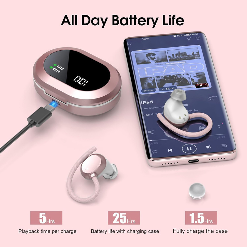 New Q35 Hanging Ear Wireless Bluetooth Headset Long Painless Sports Life Bluetooth Headset with Digital Display Charging Bin
