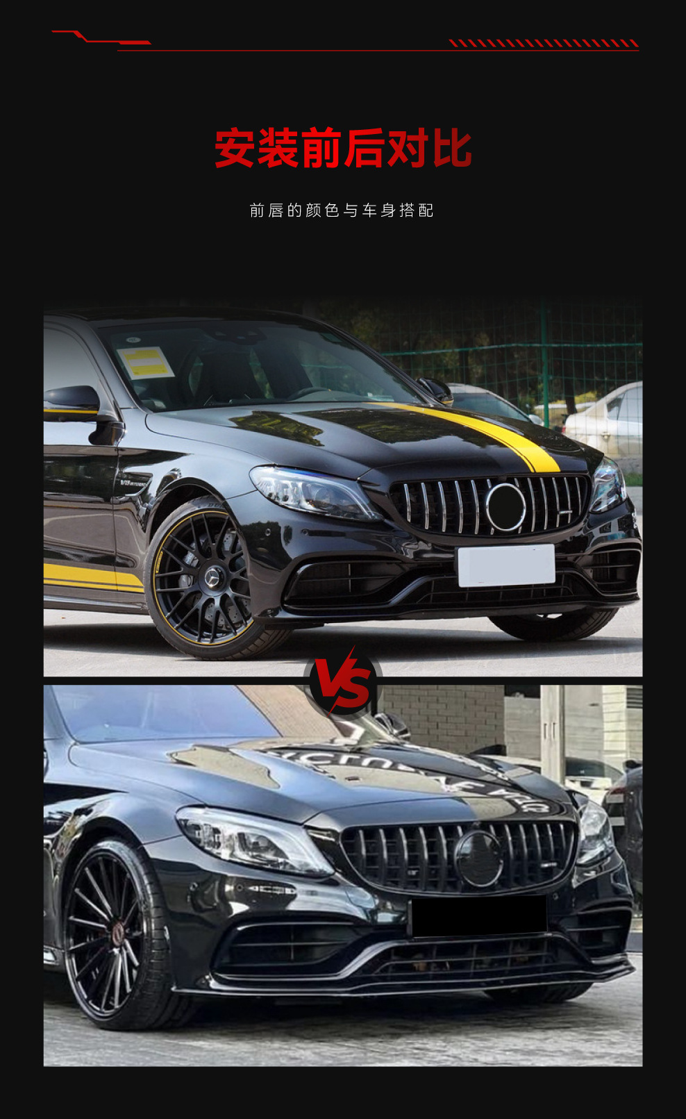 Suitable for 2015-2022 Mercedes-Benz C-Class C205 C63 Coupe Amg Dedicated Front Lip Spoiler Exterior Modification