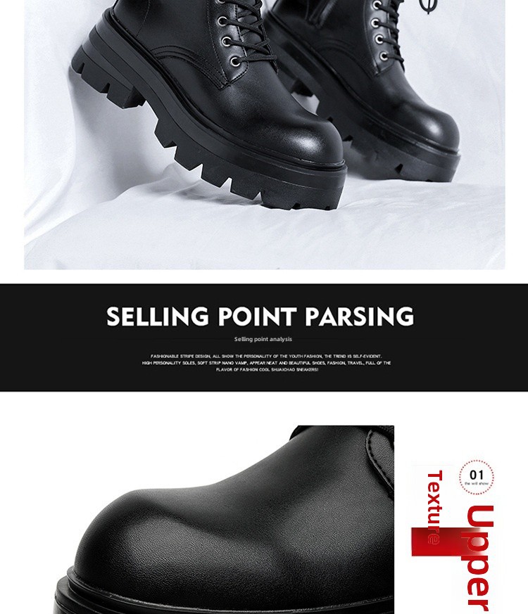 Bottes Martin à semelles épaisses pour hommes, bottes mi-hautes de style britannique, chaussures décontractées en cuir pour hommes, bottes à la mode 7368-R_voghion.com