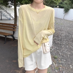 薄手の氷糸日焼け止めブラウス夏の新型紫外線通気長袖ネット赤tシャツゆるい上着の女性