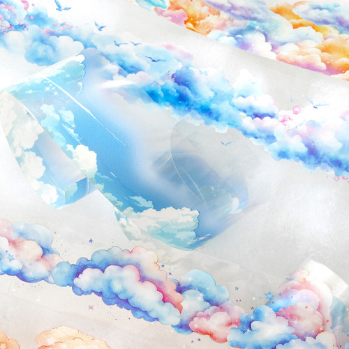Mianyun PET Waterproof Die-Cut Tape – Sky-Colored Clouds for DIY Journal & Scenery Decorations – Choose from 6 Designs