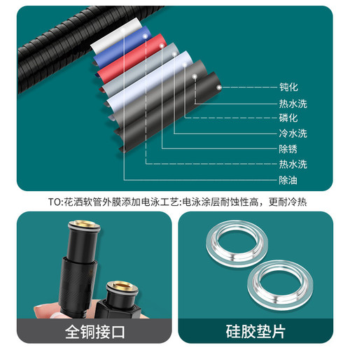 热水器花洒软管浴室淋浴淋雨喷头不锈钢出水管子套装通用配件