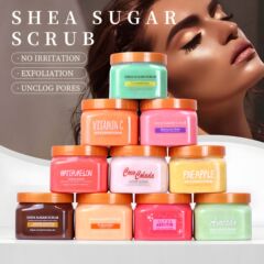 Shea sugar scrub砂糖塩スクラブ軟化角質は鶏の皮をむいて死んだ皮を保湿します。