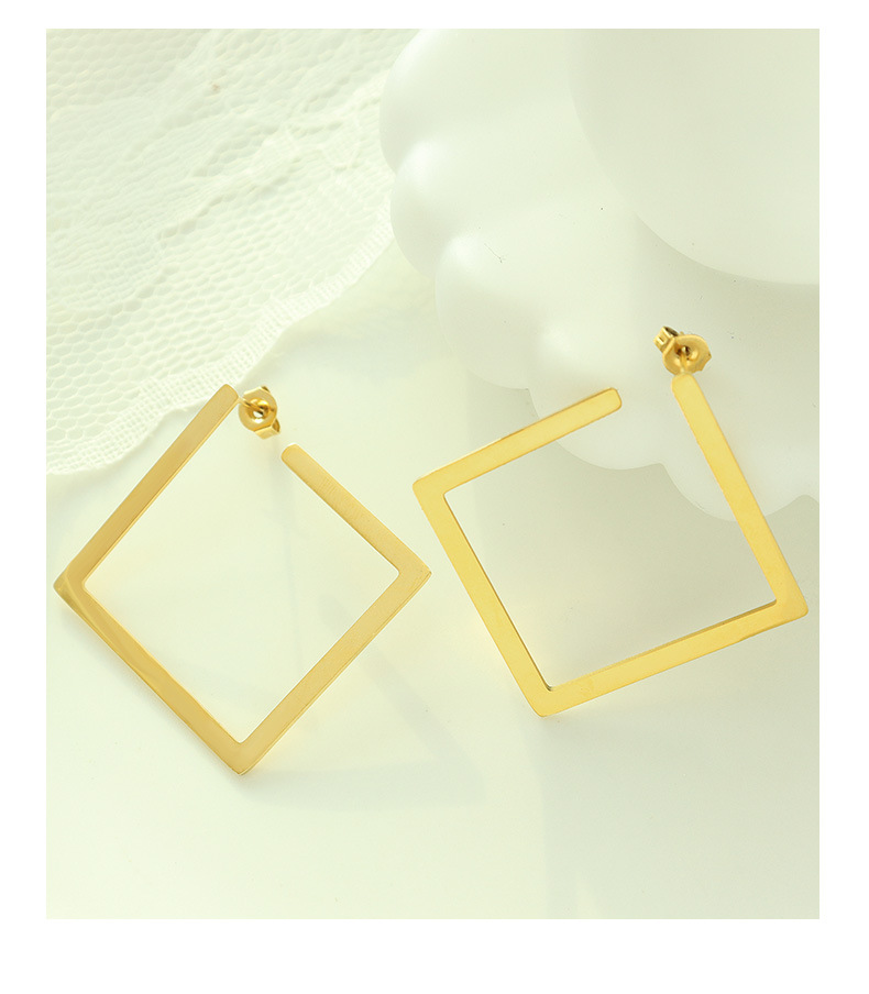 Fashion Simple Geometric Titanium Steel Three-layer Earrings Wholesale display picture 3