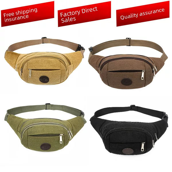 Men's Outdoor Canvas Sports Cross-Body Mobile Phone Waist Bag Men's Sports Outdoor Running Men's Chest Bag Mobile Phone Bag
