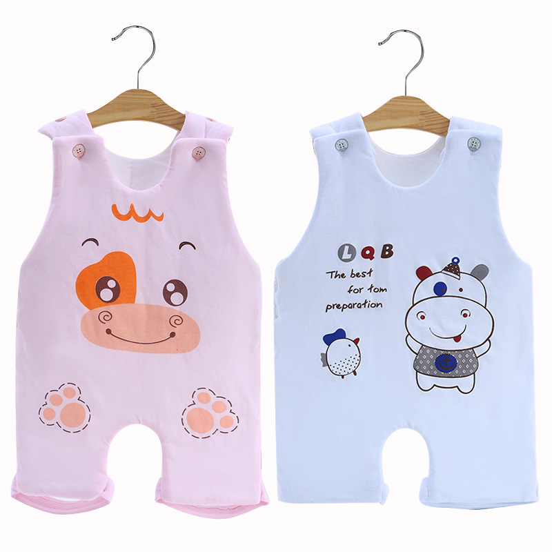 婴儿棉肚兜秋冬加厚保暖新生儿防踢肩扣夹棉男女宝宝护肚围|ru