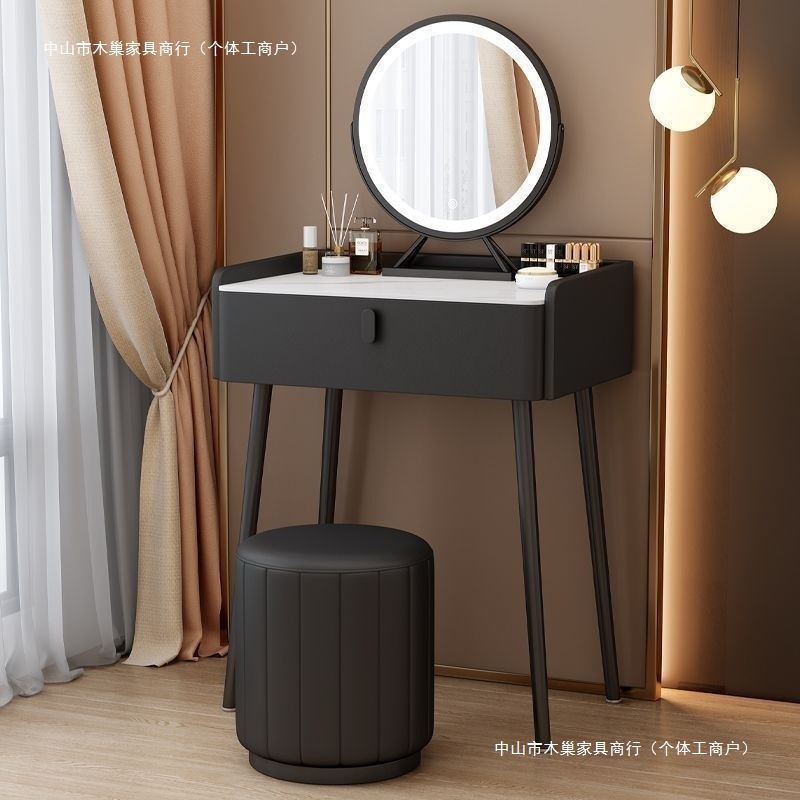 Dressing Table Storage Cabinet Integrated Table Small Rental House Bedroom Girl's Room Slate Dressing Table Light Luxury Style Factory