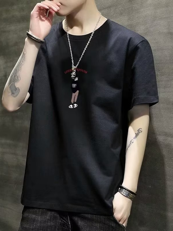 Camiseta nuevo estilo cuello redondo manga corta verano hombres ropa exterior transpirable casual simple camiseta ropa superior