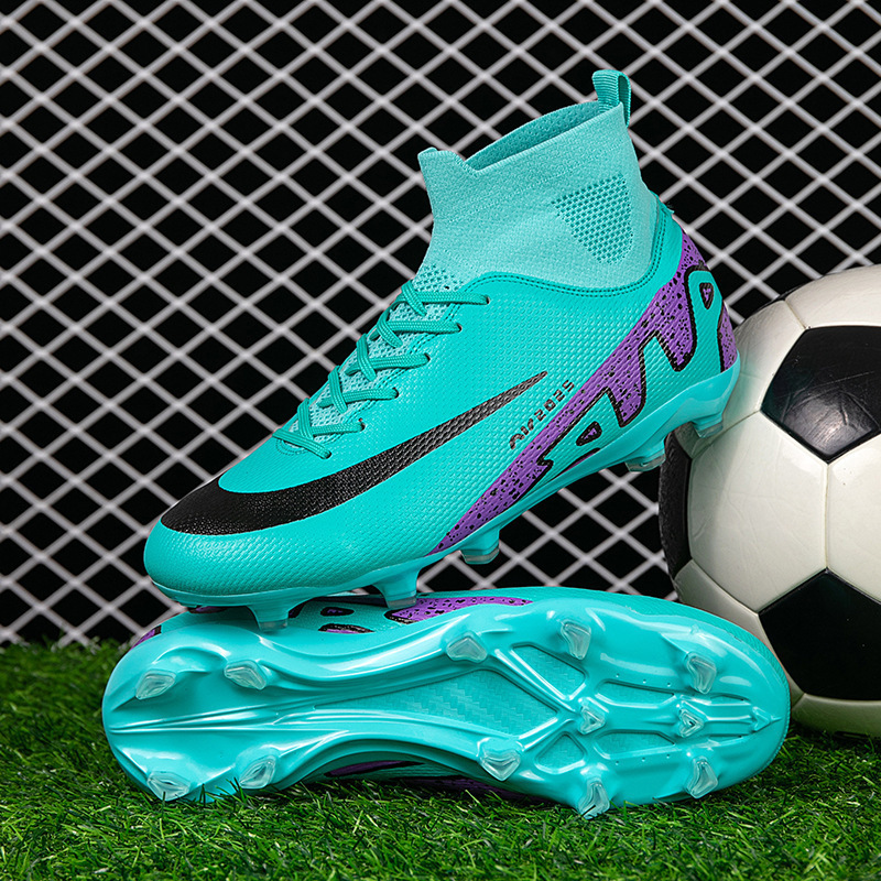 Cross-Border New High-Top Men's and Women's Soccer Shoes with Long Spikes and Tf Studs for Competition and Training, Adult Sports Soccer Shoes Cross-Border New High-Top Men's and Women's Soccer Shoes with Long Spikes and Tf Studs for Competition and Training, Adult Sports Soccer Shoes