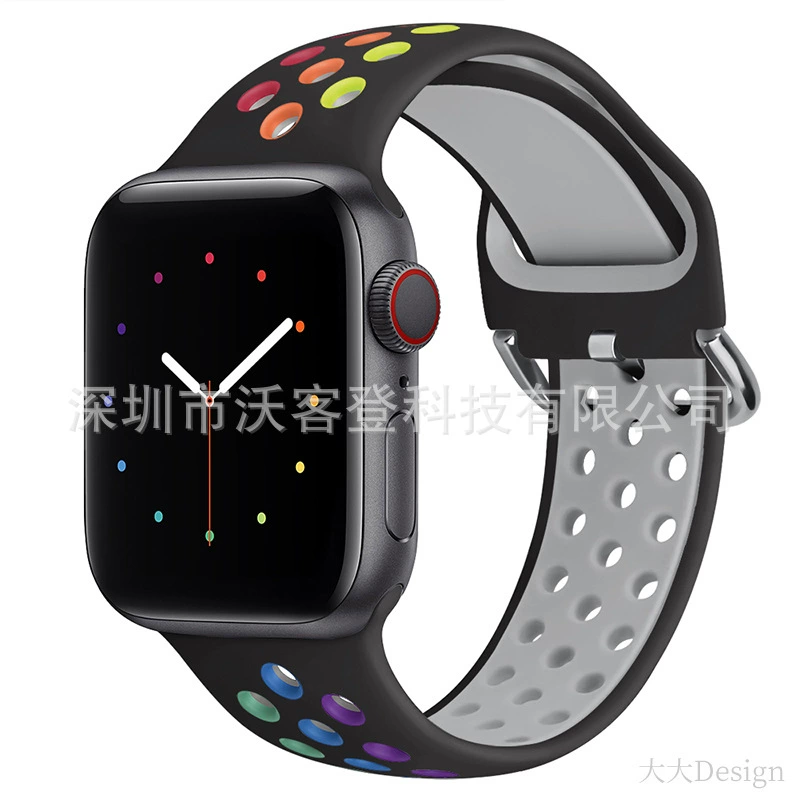Подходит для Apple, силиконовый ремешок Nike с защёлкой, для Apple Watch 8/7/SE/6/5/4/3/2/1, двухцветный силикон