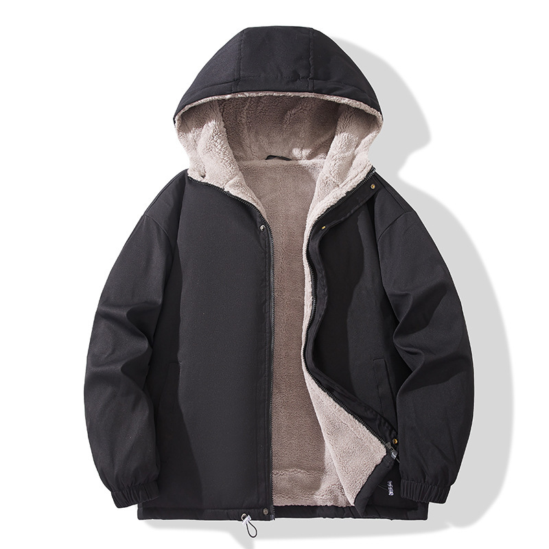 Men's winter new style cotton-padded coat, fleece-lined and thickened, couple's bread-style trendy cotton-padded jacket, loose winter coat for men