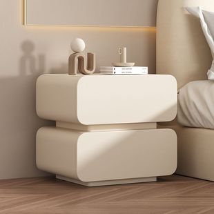 Cream Style Bedside Table Simple Solid Wood Bedside Storage Cabinet Home Bed Cabinet Bedroom Small Bedside Cabinet