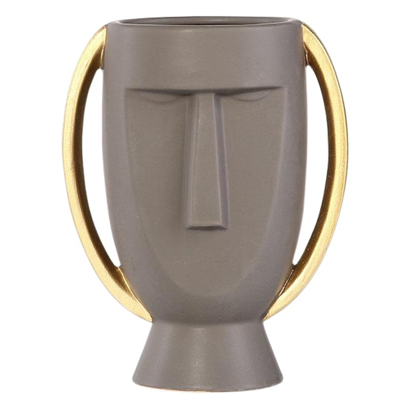 Cerámica cara retrato binaural florero creativo salón flor arreglo diseñador modelo habitación suave decoración artesanía