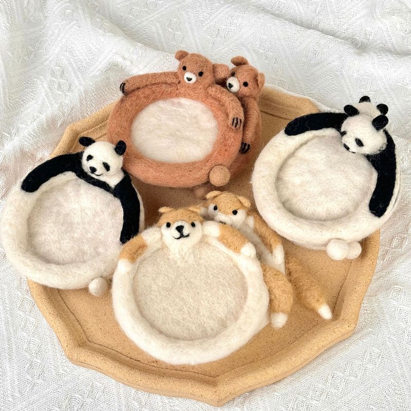 手作りウールフェルト重工かわいい動物コースター通動物コースター断熱マットINSシンプルな風完成品|undefined