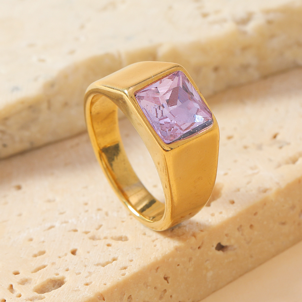 Golden, purple, square, with gem