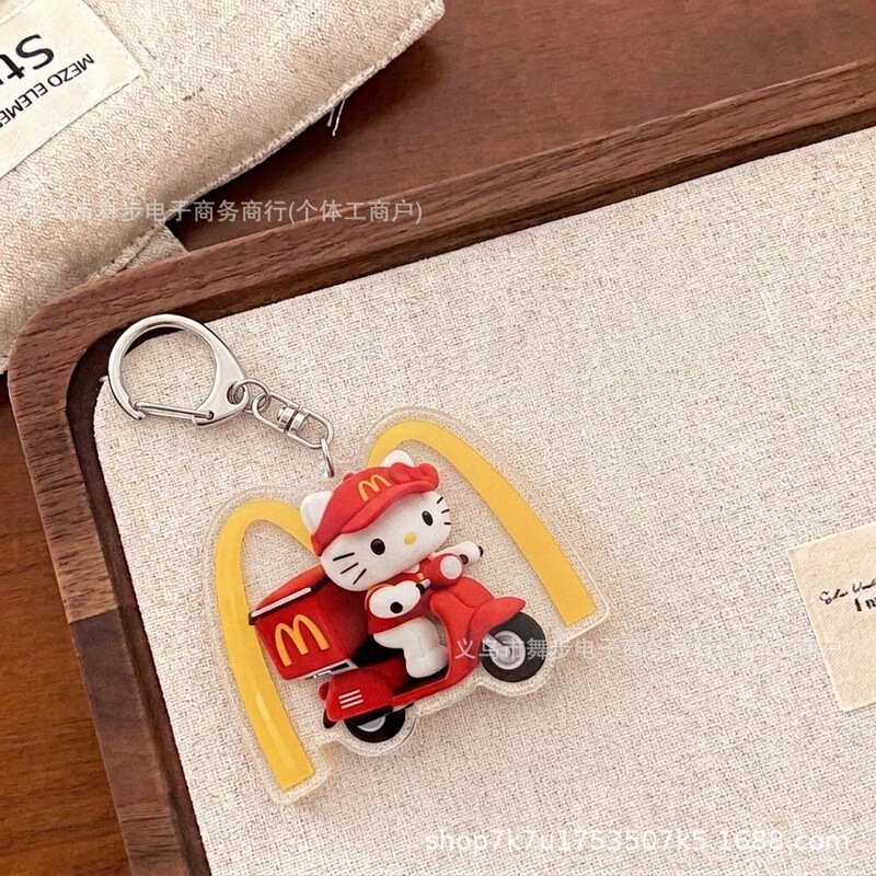 New Electric Car Kt Cat High-Value Acrylic Keychain Student Backpack Pencil Case Cute Pendant Gift for Friends