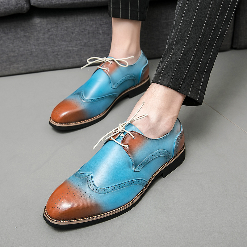 Große Lederschuhe für Herren, Britische formelle Color-Blocking-Friseurschuhe, Herrenschuhe, Casual Block Fashion Schuhe_voghion.com