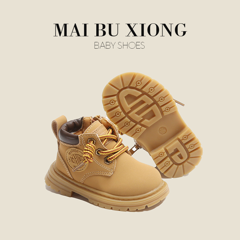 麦布熊儿童鞋英伦马丁靴男童婴儿学步鞋秋冬季女童小童宝宝鞋子棉