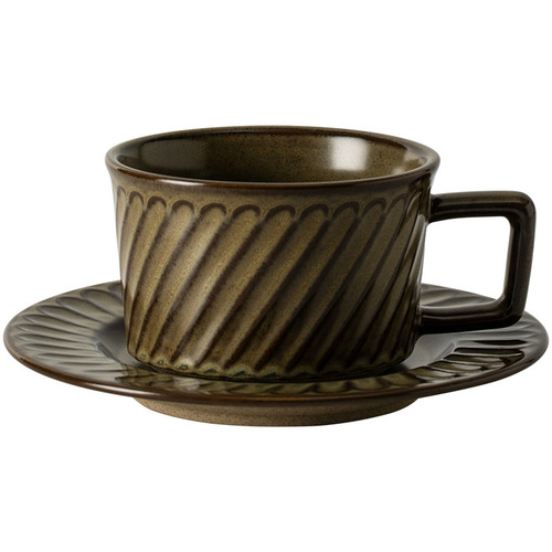 Handmade Japanese-style Retro Coffee Cup & Saucer Set — Perfect Gift for Souvenirs, Afternoon Tea, or Couples' Mugs—Crafted from Stoneware Coffee Cups
