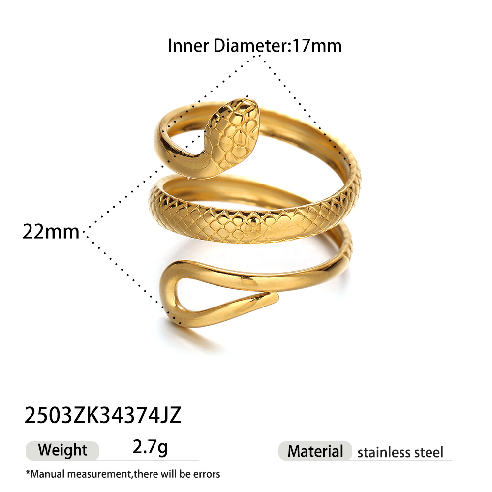 Anillo de acero inoxidable de estilo europeo y americano de Tena, acero de titanio, sin decoloración, serpiente espiritual, joyería de lujo ligera, anillo de diseño de nicho femenino, transfronterizo