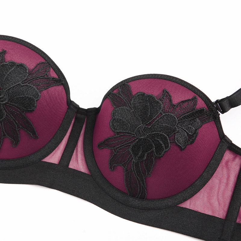 Ensemble de soutien-gorge sexy brodé en dentelle, support en acier, haut fin et bas épais, sous-vêtements froncés, taille haute, nouvelle collection_voghion.com