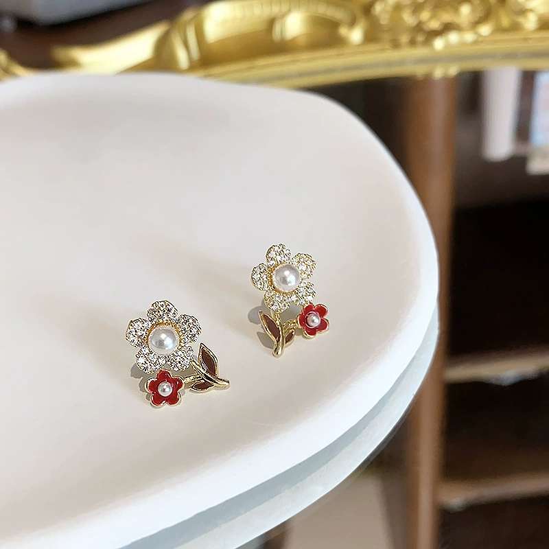Серебряные серьги с цирконом, модные клипсы для уха, цветочный мотив, микроинкрустация, стиль высокого качества, без проколов