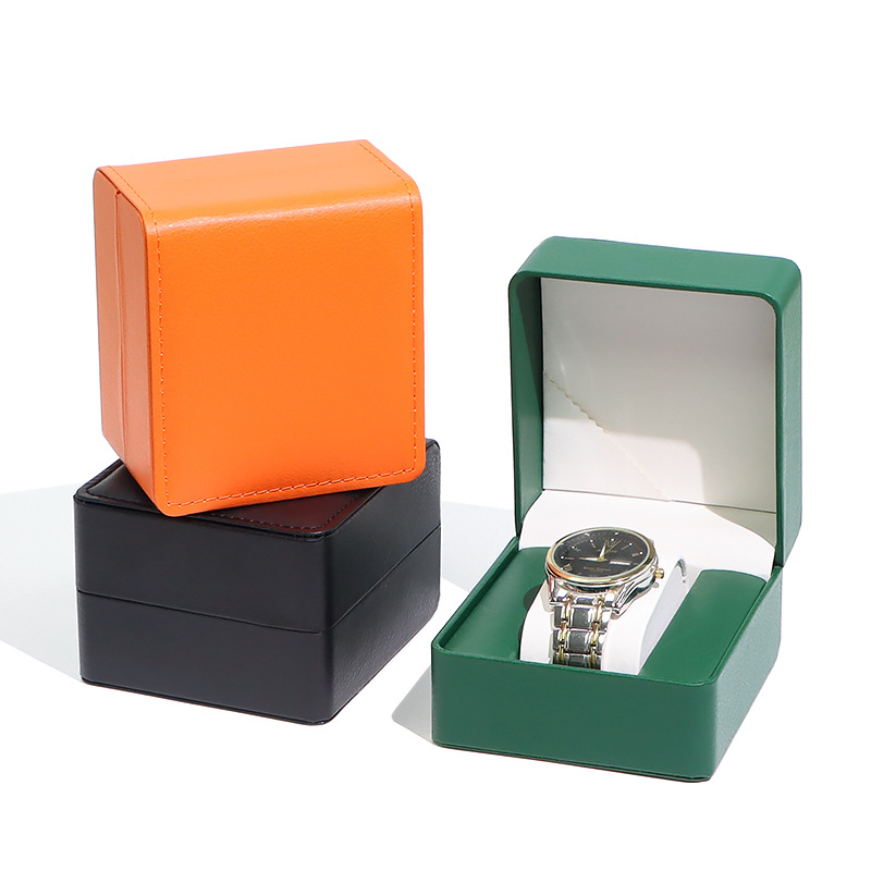 Cross-Border High-End Pu Leather Watch Box Flip Watch Packaging Box Display High-End European Style Wrist Watch Storage Gift Box