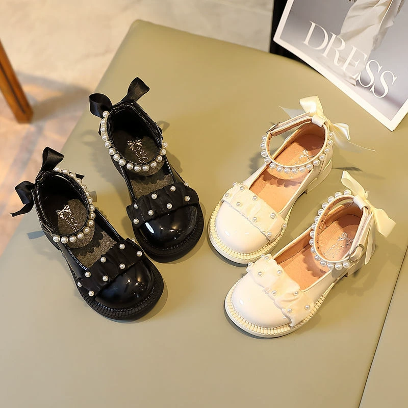 Кожаная обувь для девочек 2023 Осень Новая детская студентка CUHK, маленькая девочка Мэри Джейн, черная детская обувь принцессы, волосы поколения