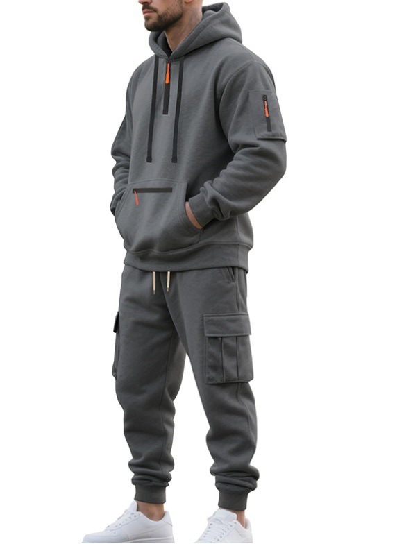 Herren Freizeit Sport Pullover Set Mit Multi-taschen Cardigan_voghion.com