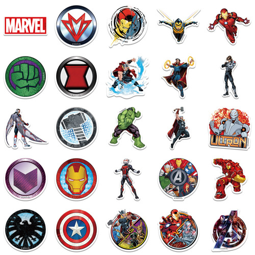 Decorate your suitcase with 50 Marvel Iron Man, Hulk, and Avengers stickers DIY Waterproof Decal Cross-border