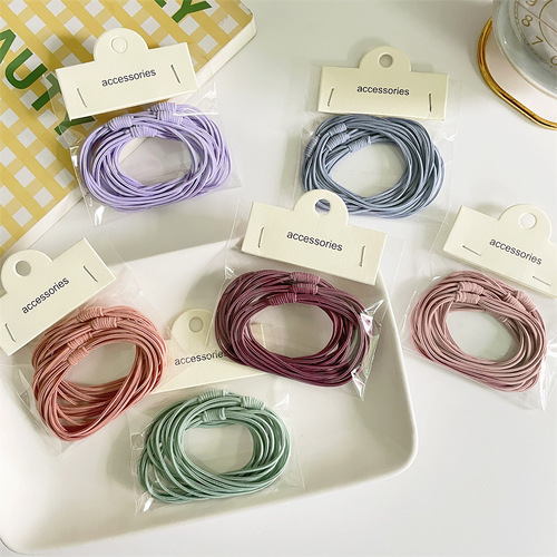 5 pieces and 1 bag of new autumn and winter candy color basic four-in-one high elastic hair ties and hair ropes for girls, simple and versatile hair ropes