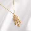 Advanced necklace, zirconium, golden chain for key bag , high-quality style, cat's eye