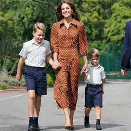 凯特王妃同款22秋季女装翻领灯笼袖订扣收腰大摆中长款波点连衣裙