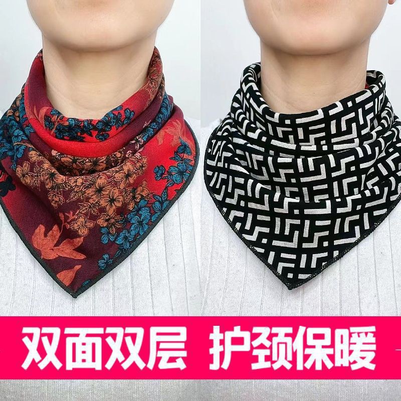 Doble capa de toallas triangulares de doble cara algodón australiano bufandas de seda primavera / otoño / invierno protección de cuello caliente collar bufandas de moda de cuello falso