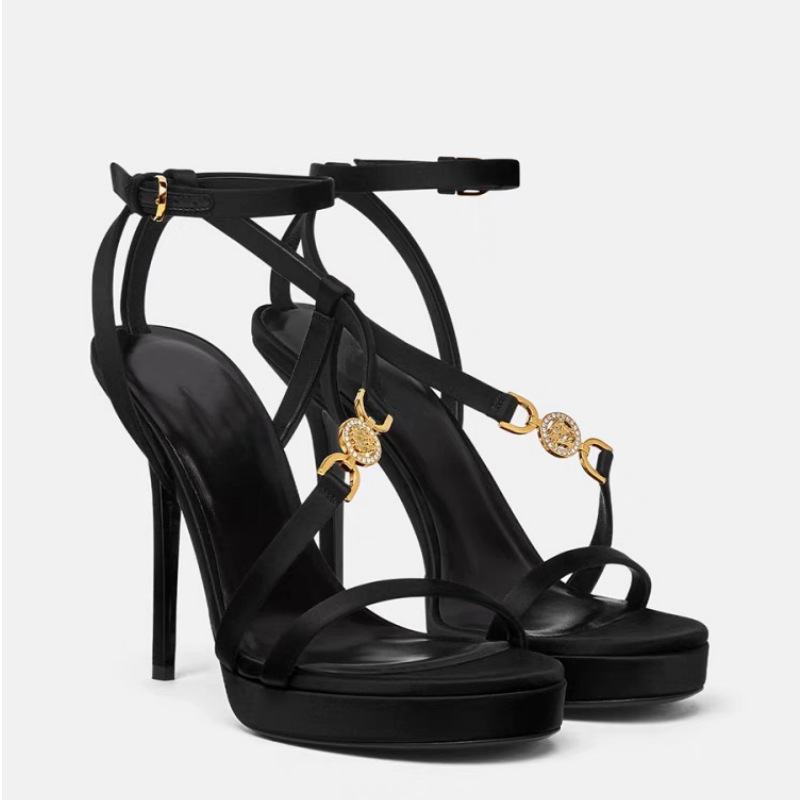 European and American New High Heel Platform Colorful Satin Cross Strap Metal Buckle Decorative Large Size Women's Open Toe Sandals European and American New High Heel Platform Colorful Satin Cross Strap Metal Buckle Decorative Large Size Women's Open Toe Sandals