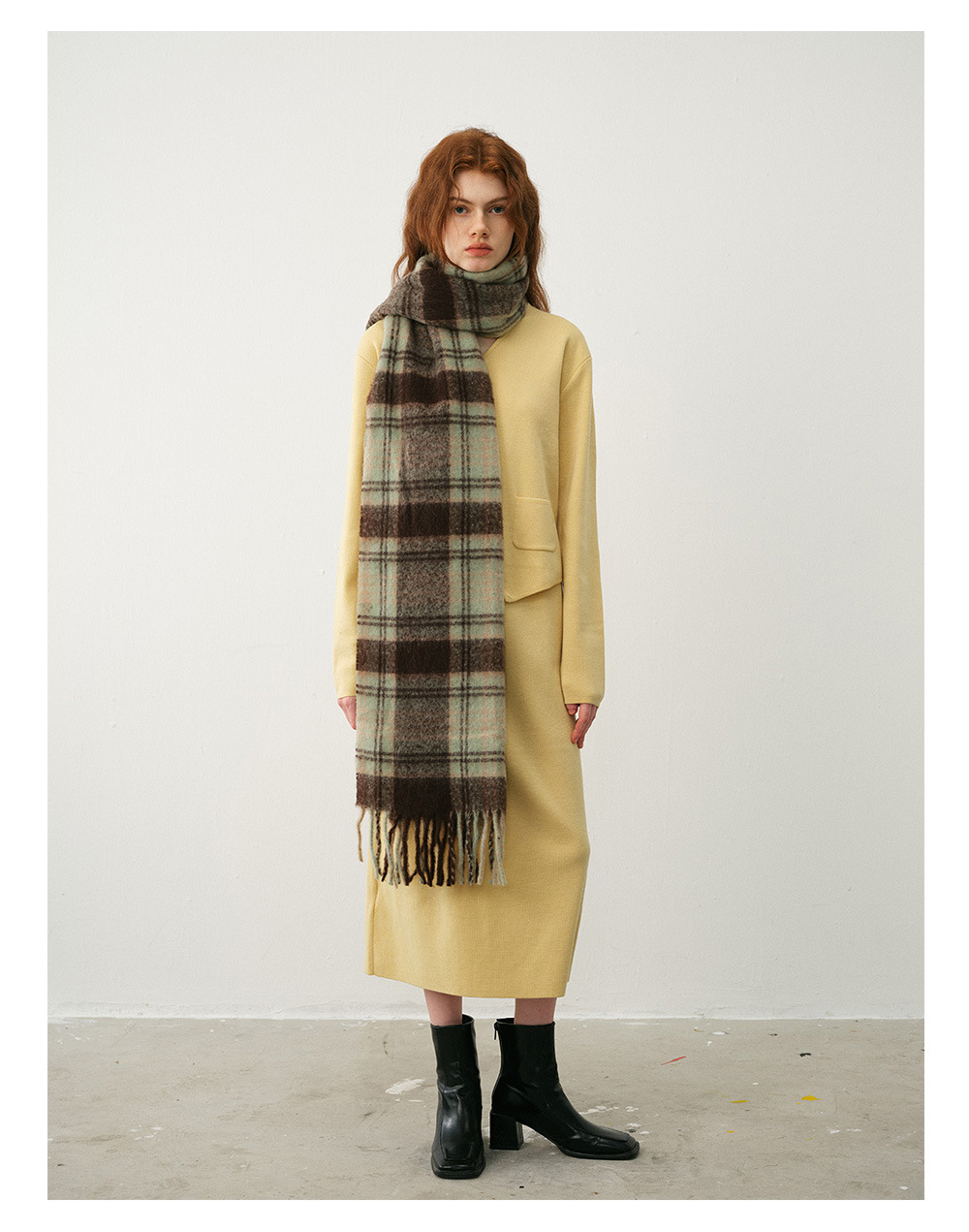Kaschmirschal Kariert Im Retrodesign Für Damen Winterweiches Tuch_voghion.com