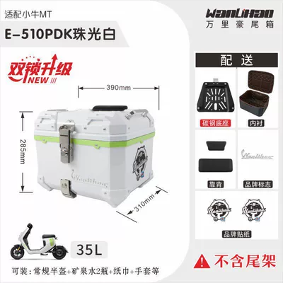 Motorcycle trunk: of Maverick MT electric motorcycle - double-lock-maverick-mt-pearl-white-510p-double-black-backrest-lining