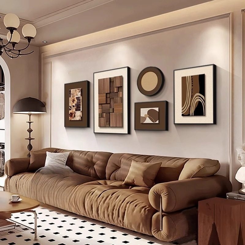 Italian Minimalist Living Room Decorative Painting Set, Vintage-Style Sofa Background Wall, High-End Artistic Wall Art Italian Minimalist Living Room Decorative Painting Set, Vintage-Style Sofa Background Wall, High-End Artistic Wall Art