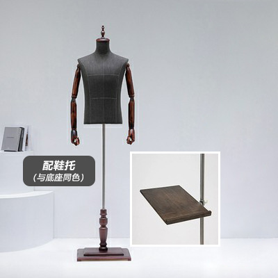 Tienda de ropa modelo de hombre traje pantalla falso molde de gama alta arena lavado gris modelo plataforma modelo medio cuerpo modelo de gama alta especial masculino