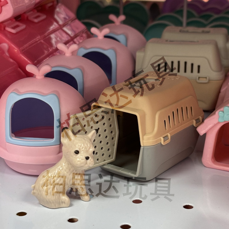 Cross-Border Simulated Pet Carrier Mini Toy Cat Bag Miniature Dog Cage Dollhouse Villa Scene Model Accessories