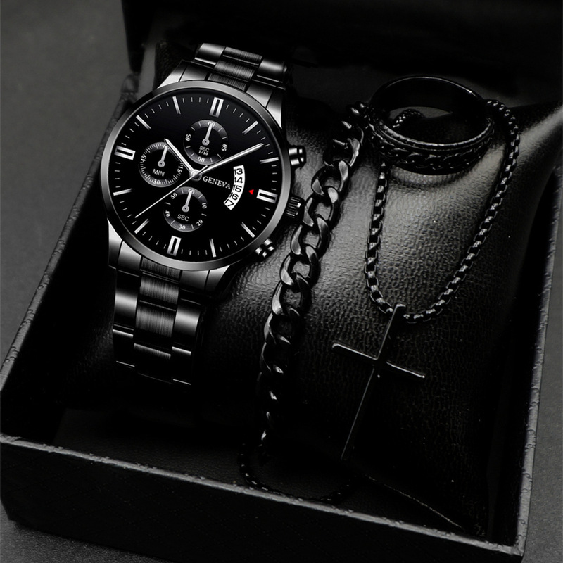 Explosive classic fashion men's calendar watch wholesale sports steel band wrist watch watch business cross-border suit combination Explosive classic fashion men's calendar watch wholesale sports steel band wrist watch watch business cross-border suit combination
