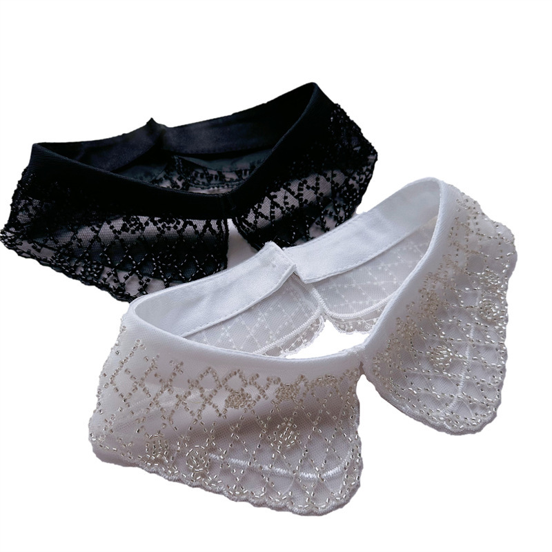 Nuevo Eugen Cuello de cuentas de flores de cuello de lazo de botón de cuello de encaje de mujer collar de encaje de decoración de camisa de encaje