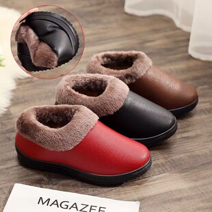 Winter new cotton slippers women's cotton shoes non-slip soft bottom home waterproof slippers fleece-lined warm middle-aged and elderly mother shoes