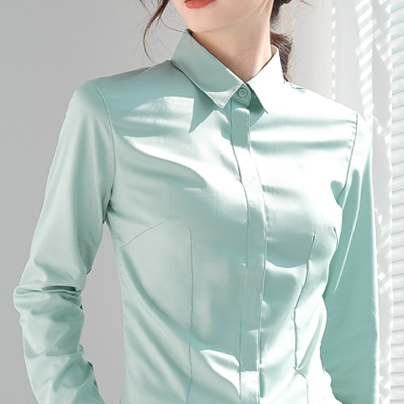 [Candy Color Series] High-Quality Professional Blue Shirt for Women, Long-Sleeved, Elegant Formal Workwear, Spring/Summer 2026