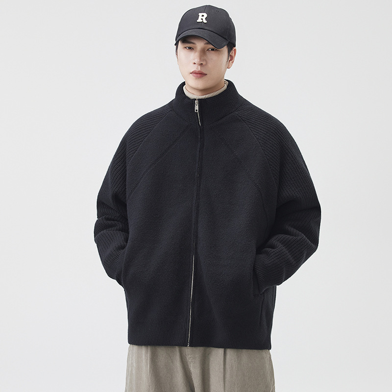 2025 nuevo chaqueta de plumón de invierno para hombres gruesa abrigo de chaqueta de arroz blanco ropa de hombre casual suéter de cuello de pie cardigan