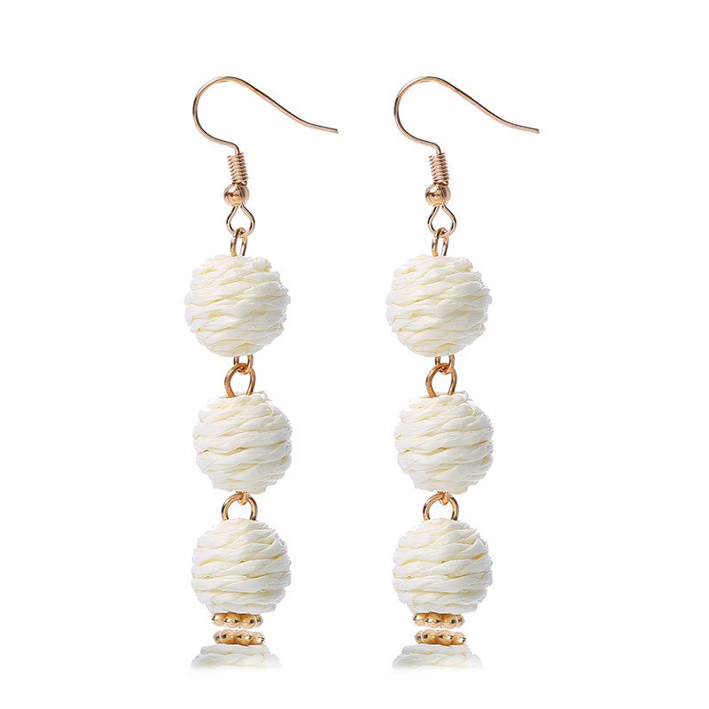 1 Pair Vacation Ball Rattan Handmade Women's Drop Earrings display picture 2