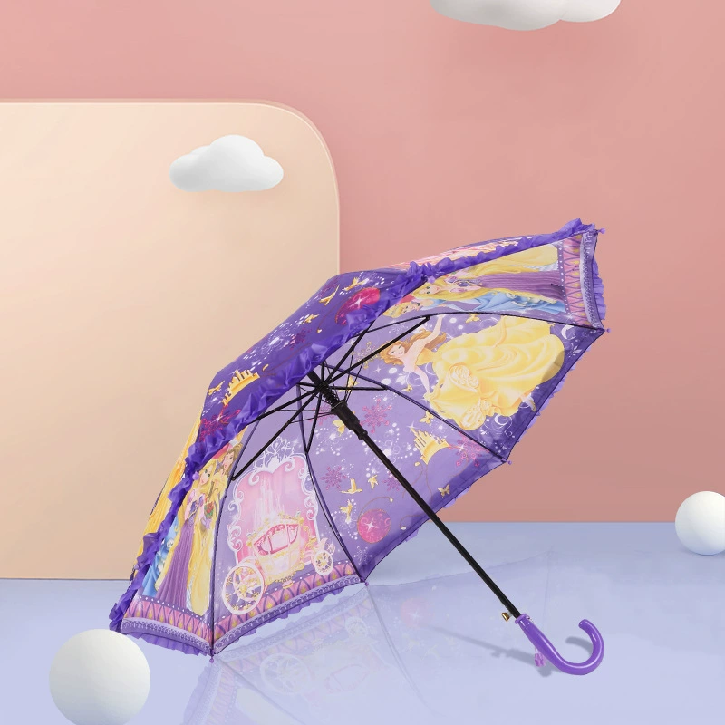 В наличии Оптовая прямой штанга Детский Зонт Полуавтоматический Детский мультфильм зонтик Полуавтоматический зонтик для детского сада в наличии