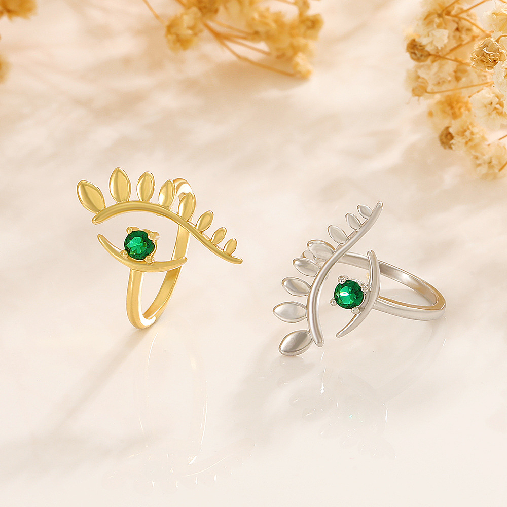 Fashion Devilu0027S Eye Copper Plating Inlay Artificial Gemstones Rings 1 Piece