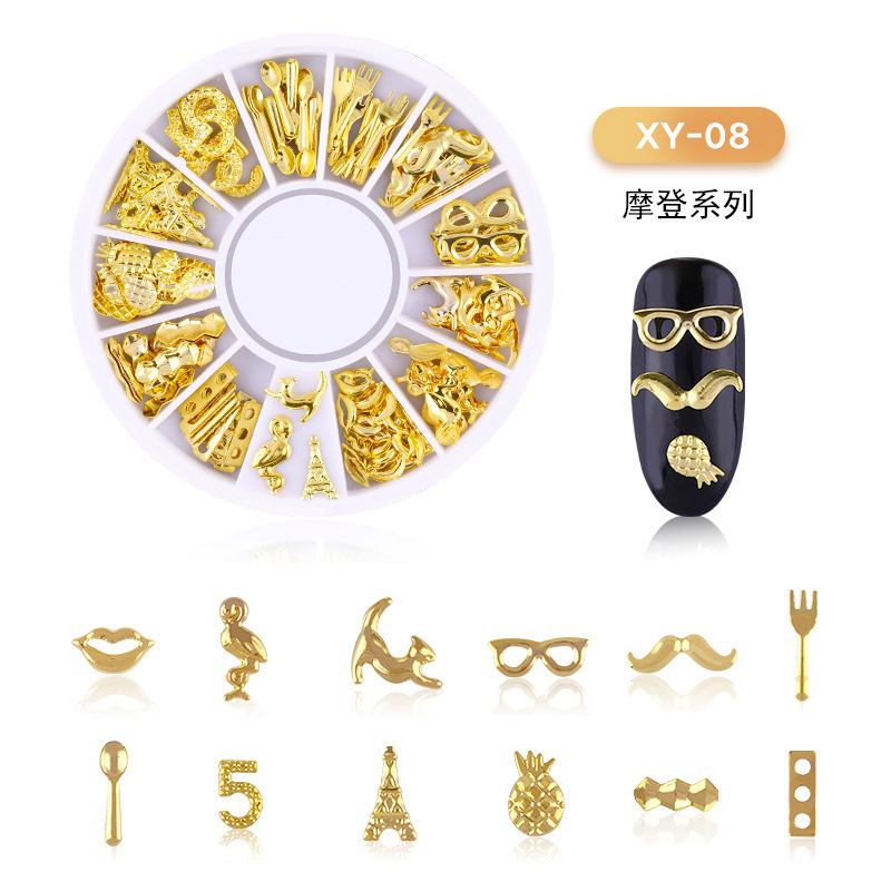 越境爆金ネイルアクセサリー星月リベット日系抜き合金爪装飾リベットアクセサリーメーカー直販|undefined